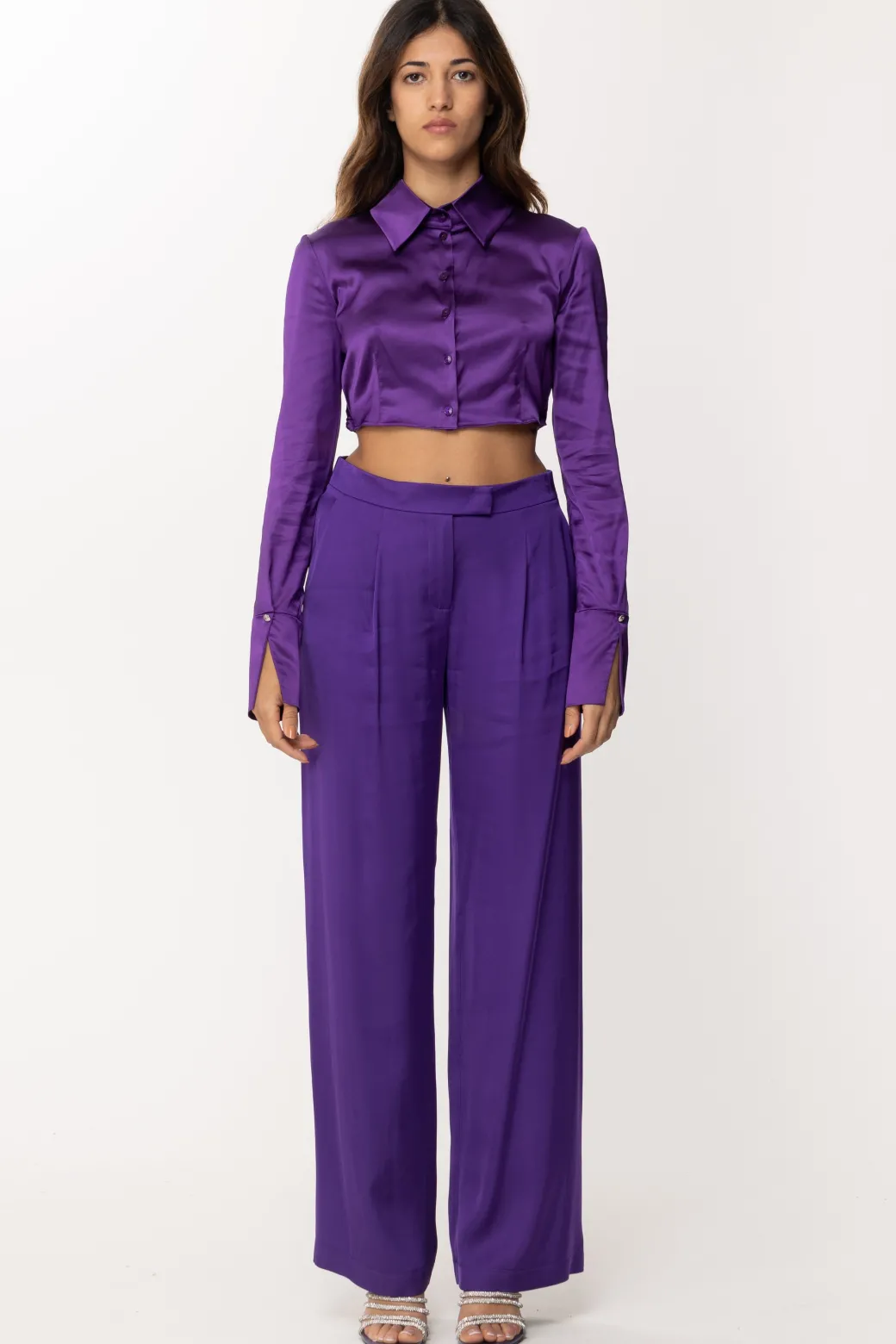 Donna Patrizia Pepe Camicia Crop In Raso