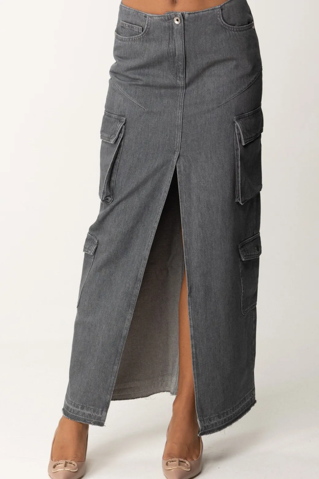 Donna Patrizia Pepe Gonna Lunga Cargo In Jeans