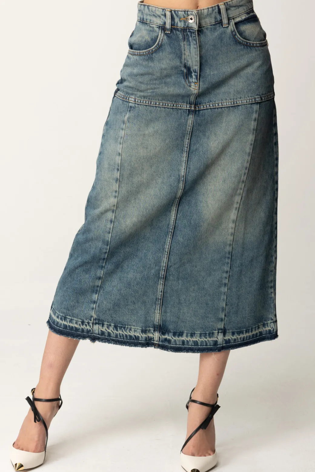 Donna Patrizia Pepe Gonna Midi In Jeans