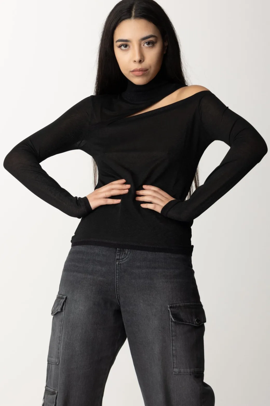 Donna Patrizia Pepe Maglia a Collo Alto con Cutout