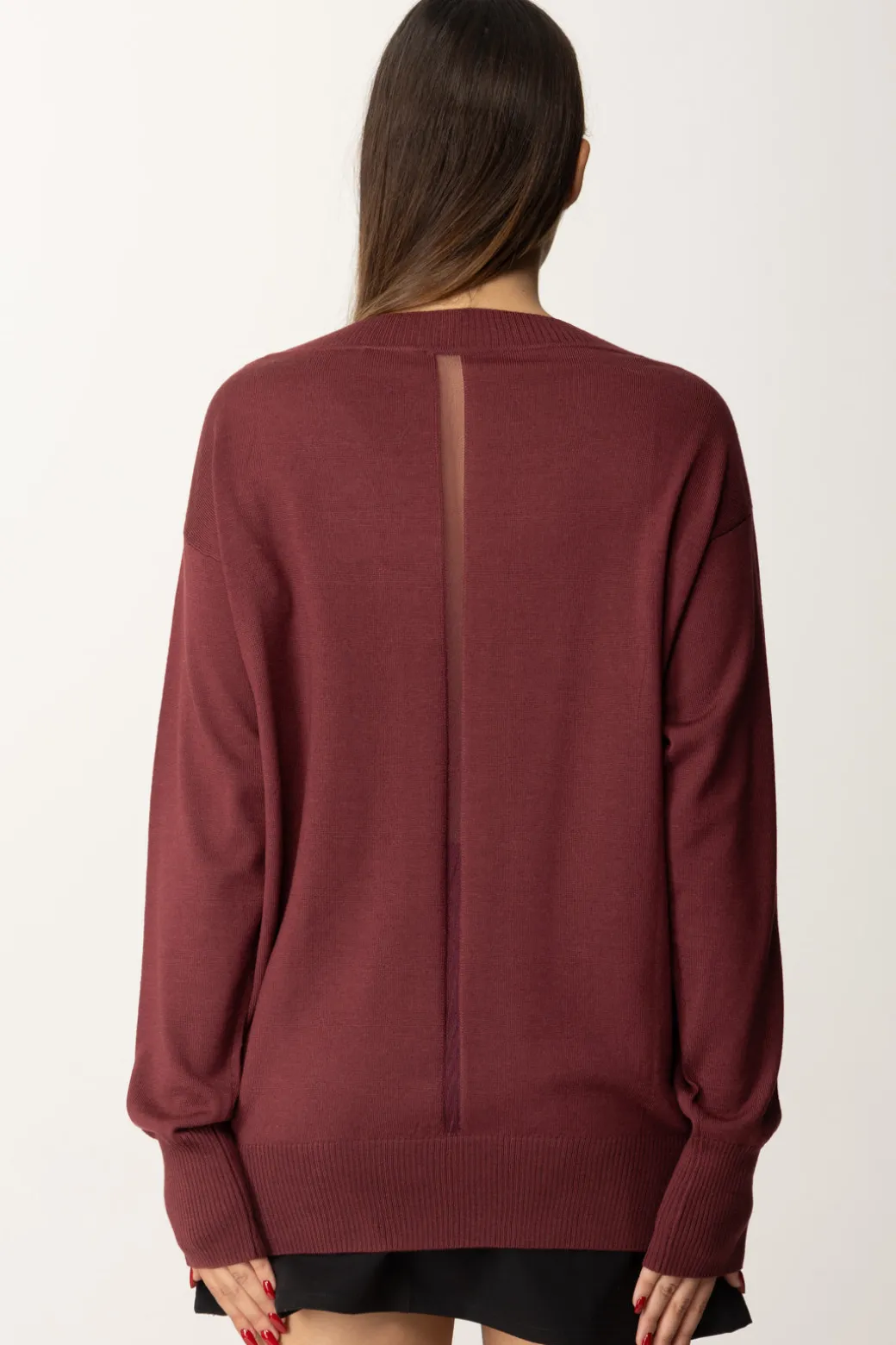 Donna Patrizia Pepe Maglia In Lana con Inserto In Nylon Sul Retro