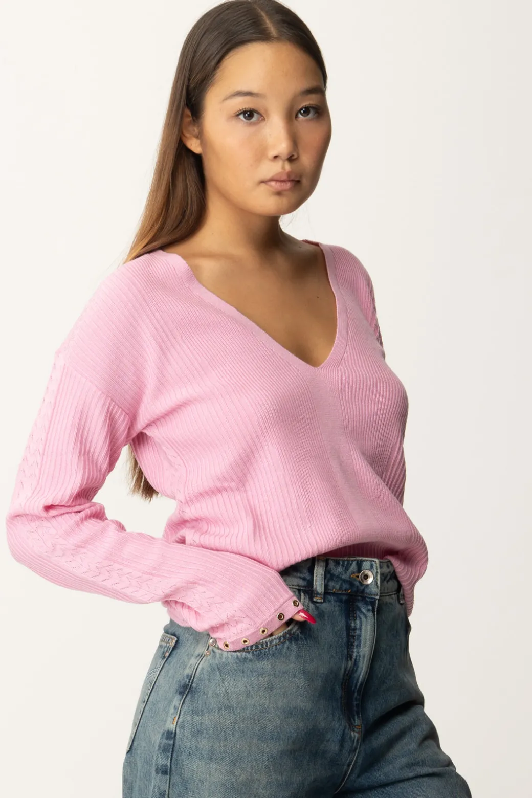 Donna Patrizia Pepe Maglia In Pura Lana con Occhielli
