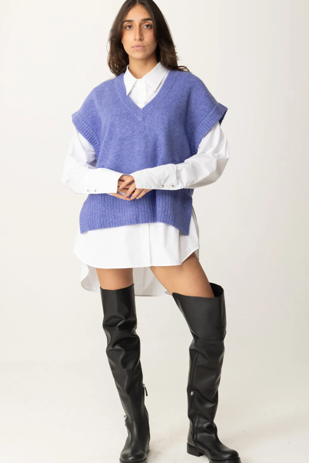 Donna Patrizia Pepe Maglia Over Smanicata