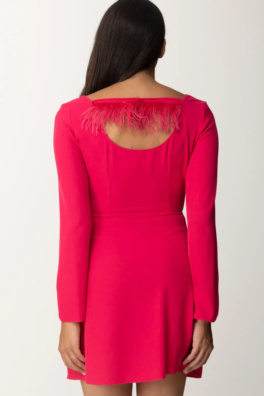 Donna Patrizia Pepe Mini Abito con Piumette Sul Retro