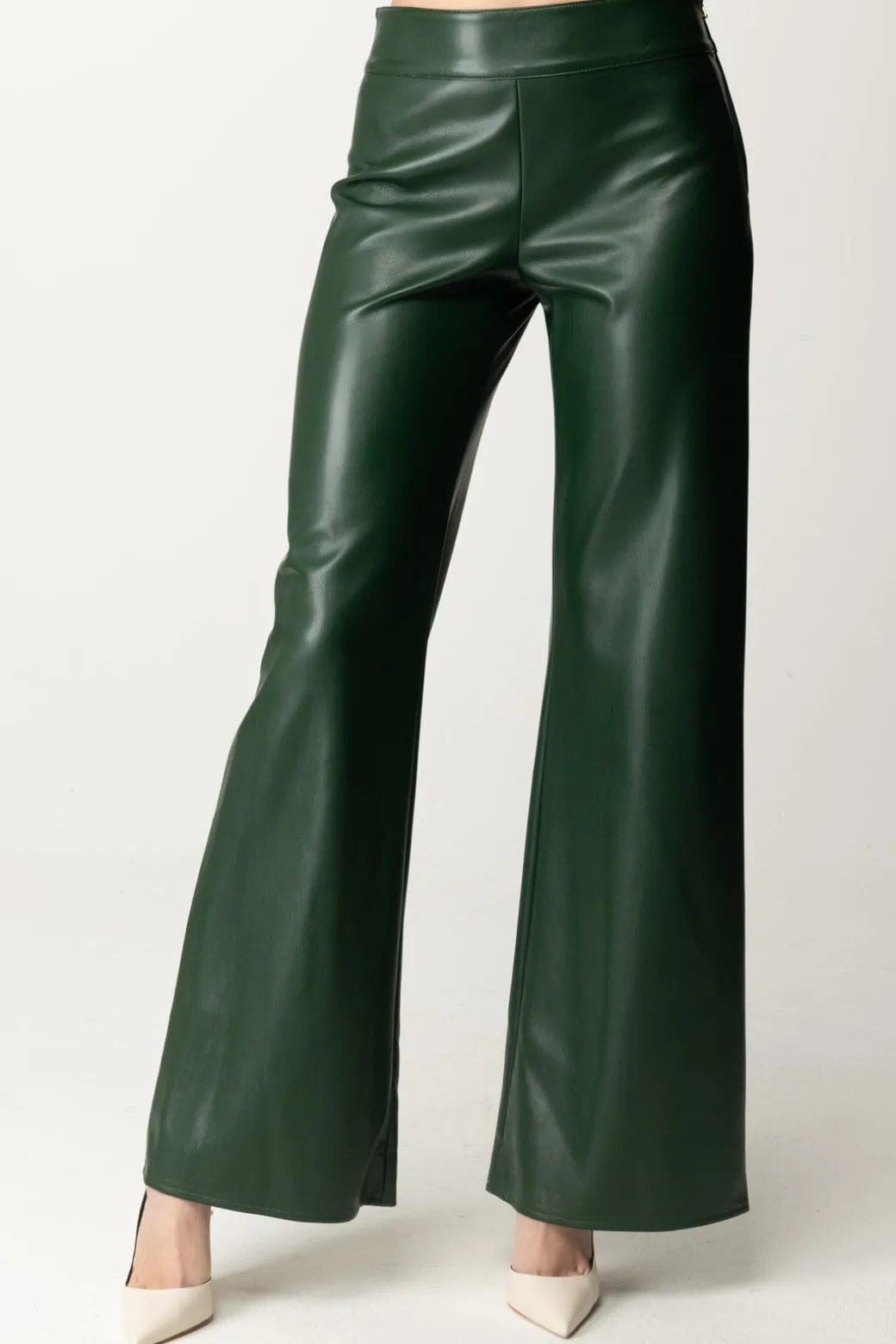 Donna Patrizia Pepe Pantaloni Palazzo In Pelle Lucida