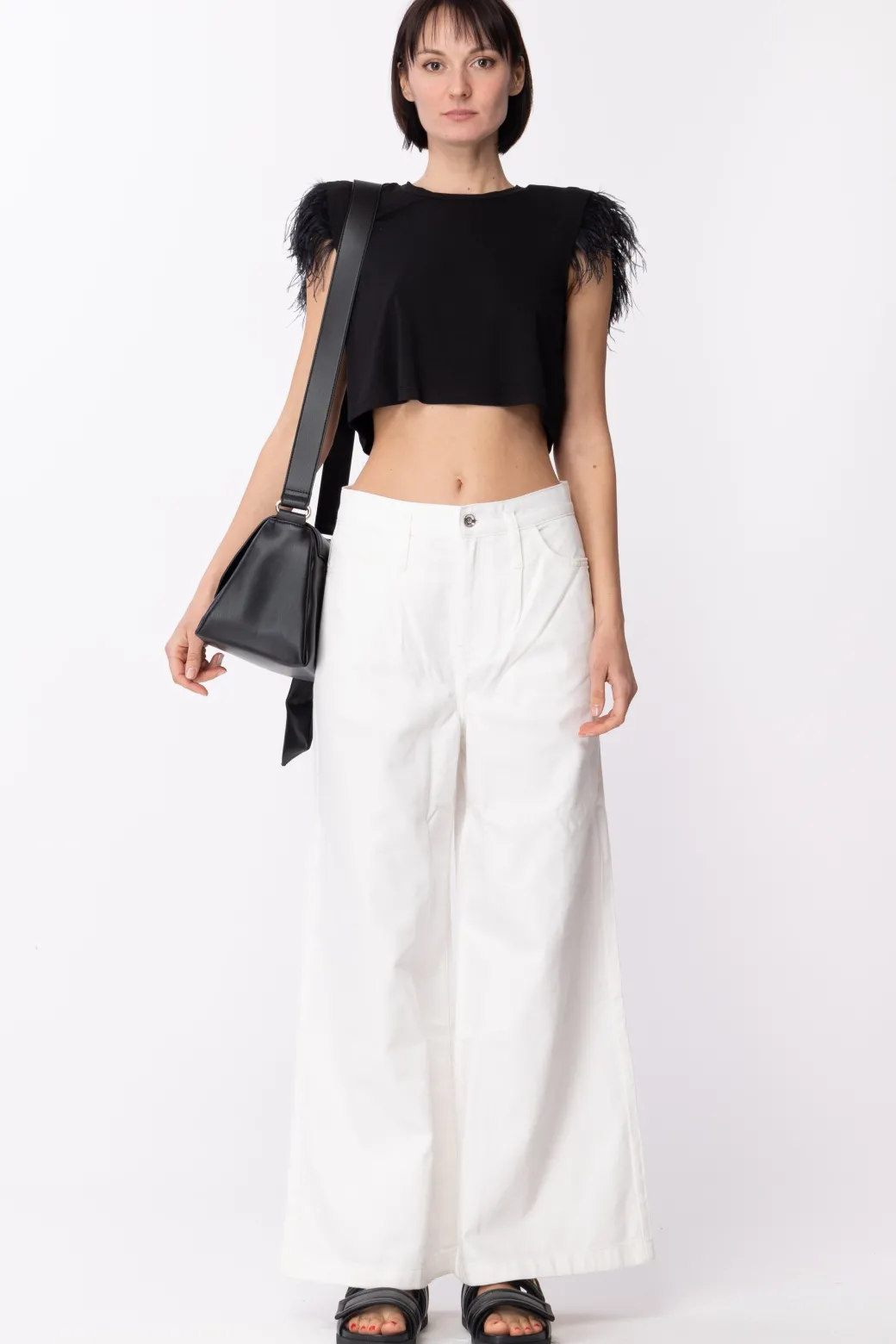 Donna Patrizia Pepe Pantaloni Wide Leg In Jeans