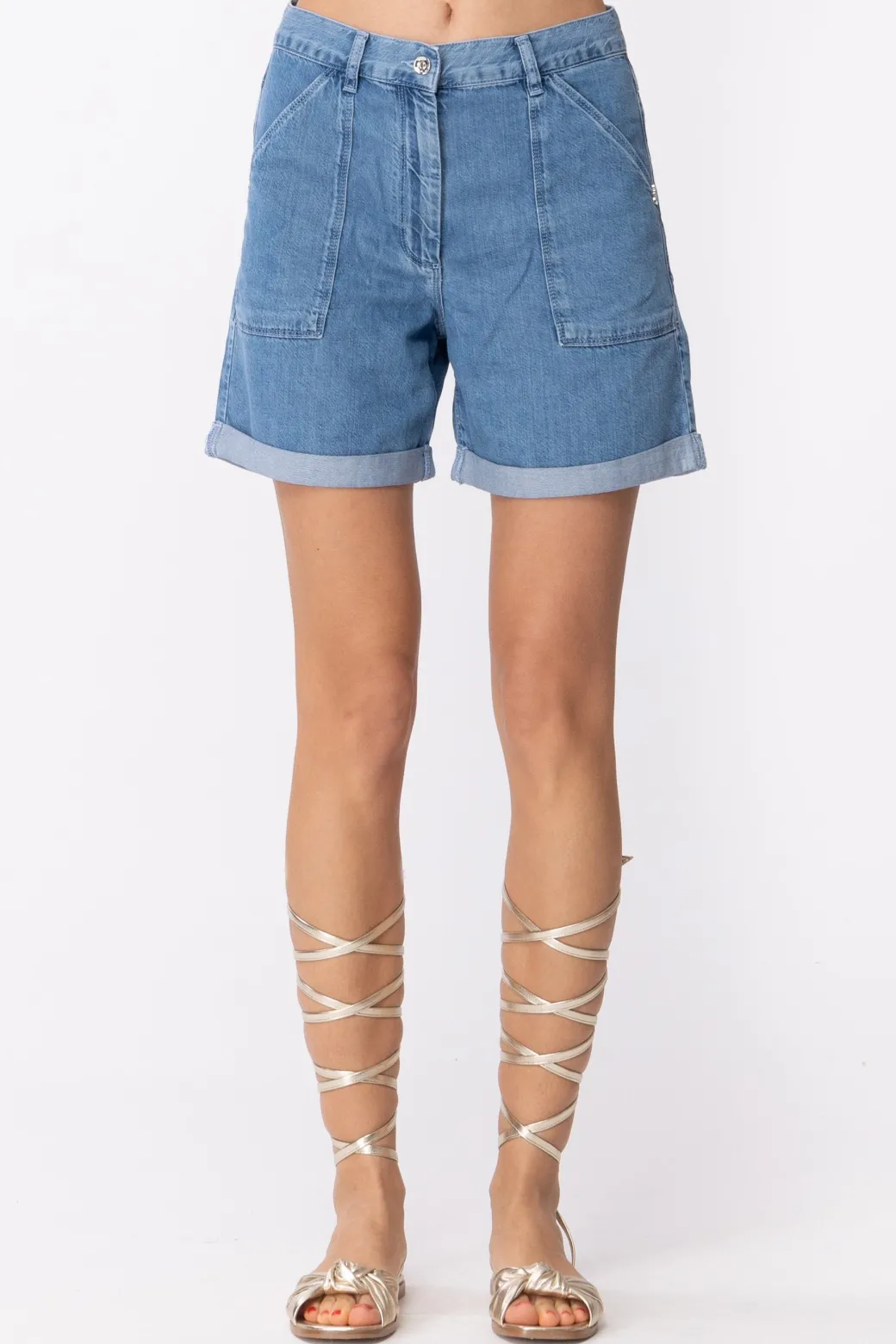 Donna Patrizia Pepe Shorts In Jeans con Tasche