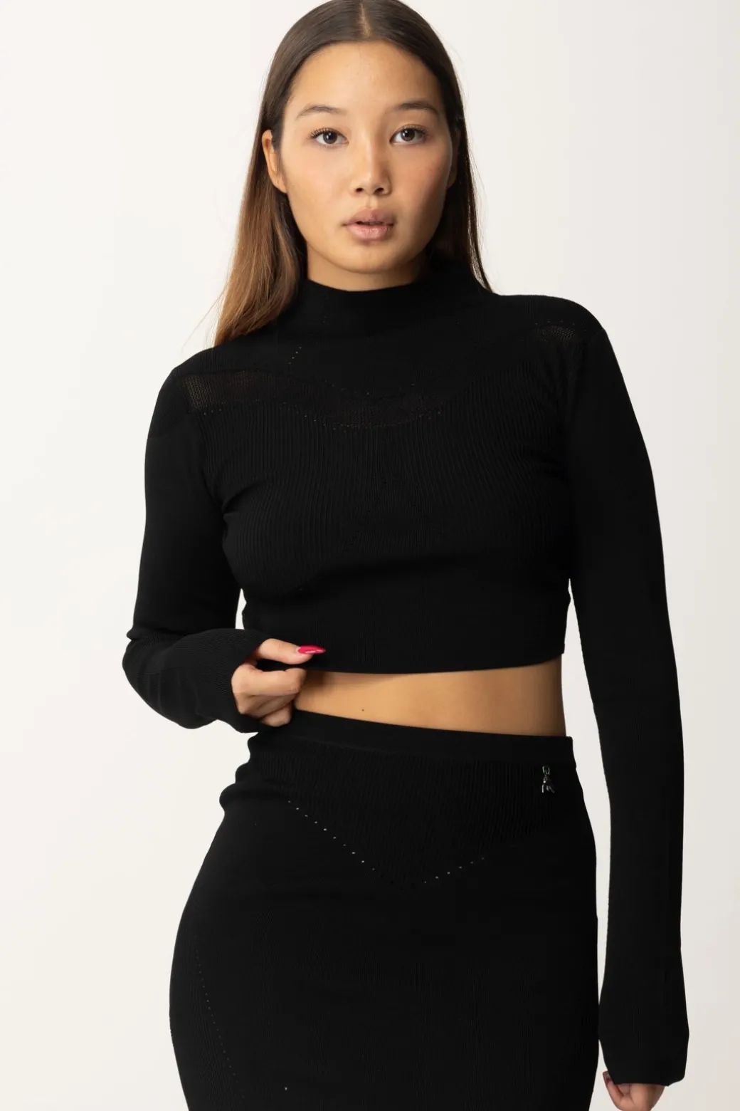 Donna Patrizia Pepe Top Crop a Maniche Lunghe
