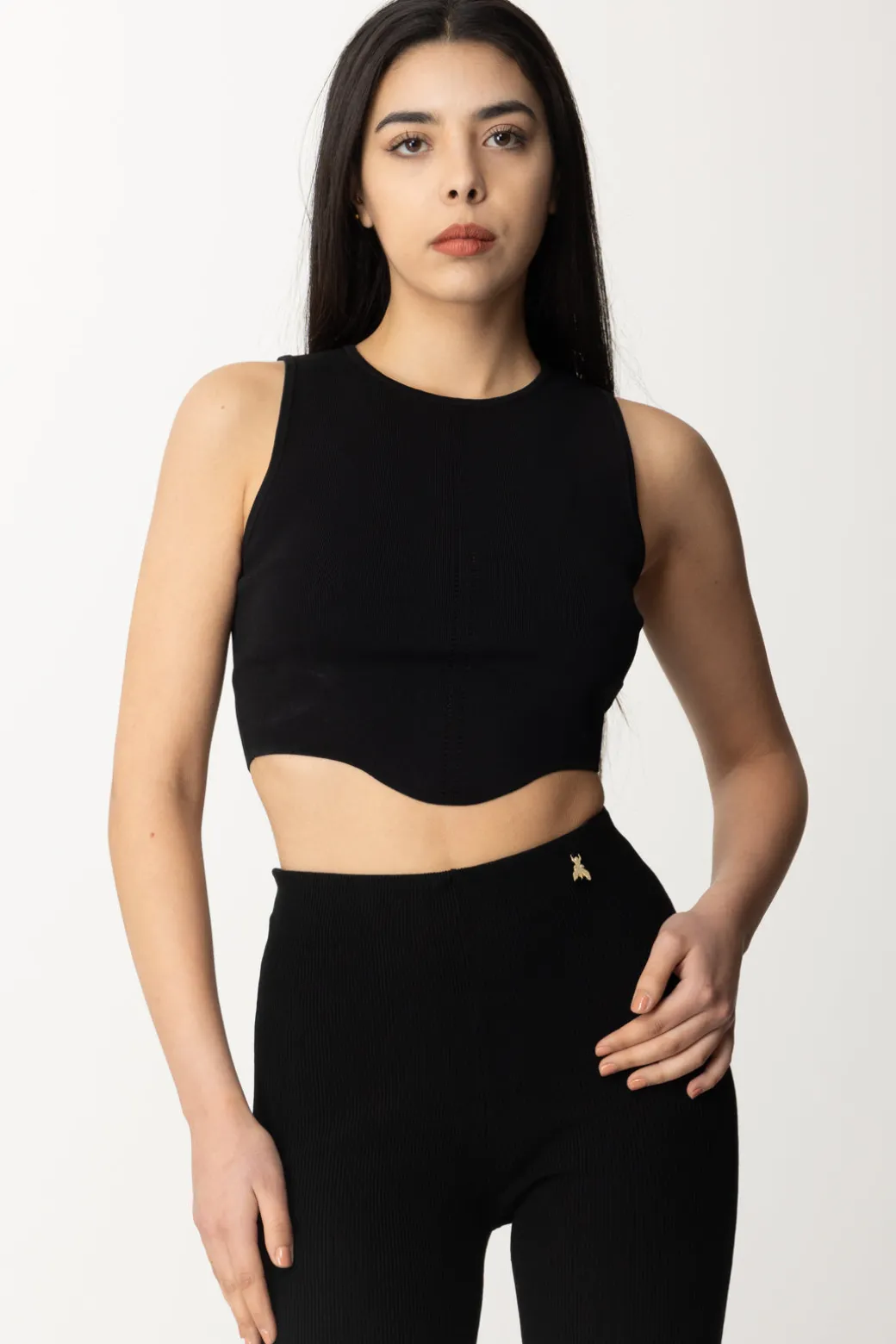 Donna Patrizia Pepe Top Crop con Lavorazione Traforata