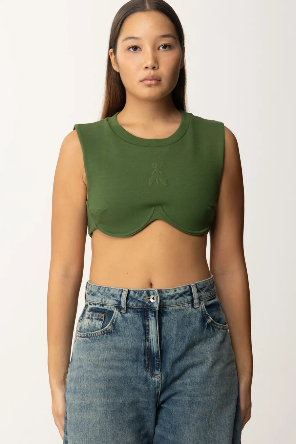 Donna Patrizia Pepe Top Crop con Taglio Al Seno