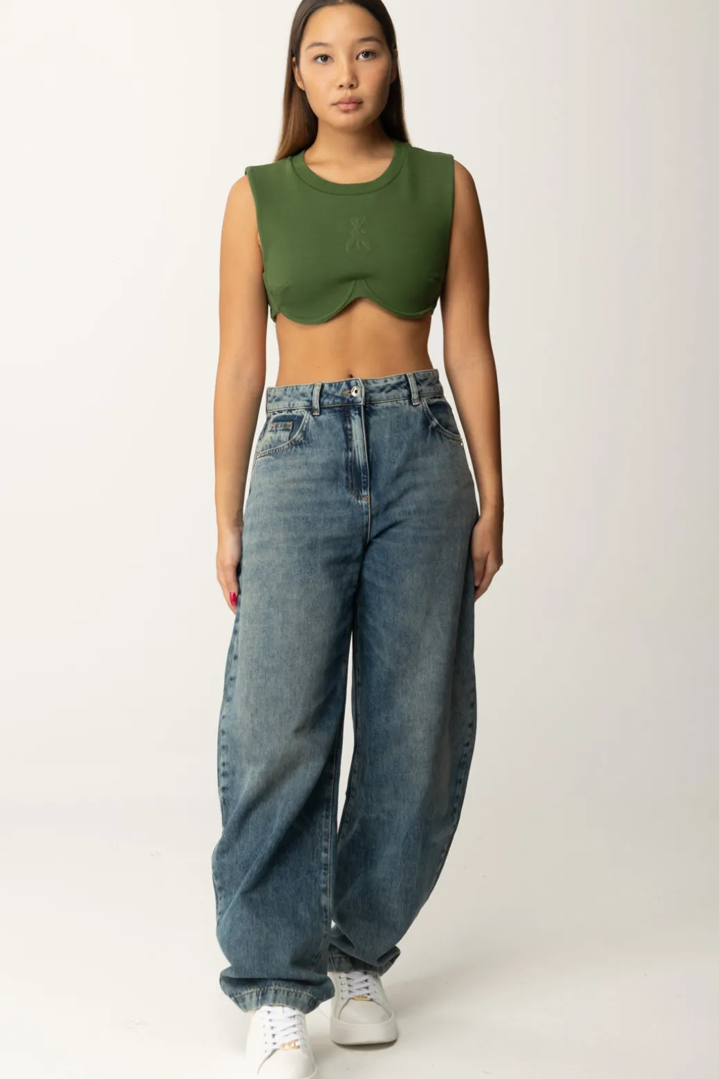 Donna Patrizia Pepe Top Crop con Taglio Al Seno