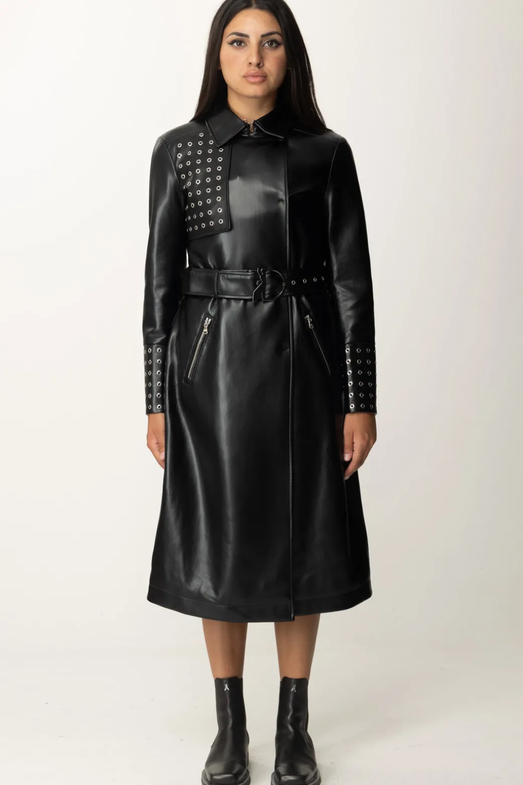 Donna Patrizia Pepe Trench Lungo In Ecopelle