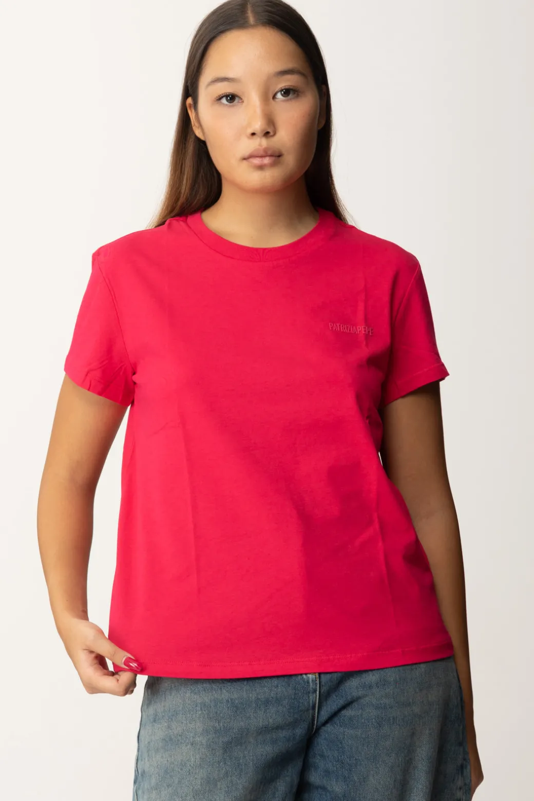 Donna Patrizia Pepe T-shirt Basica con Logo Lettering