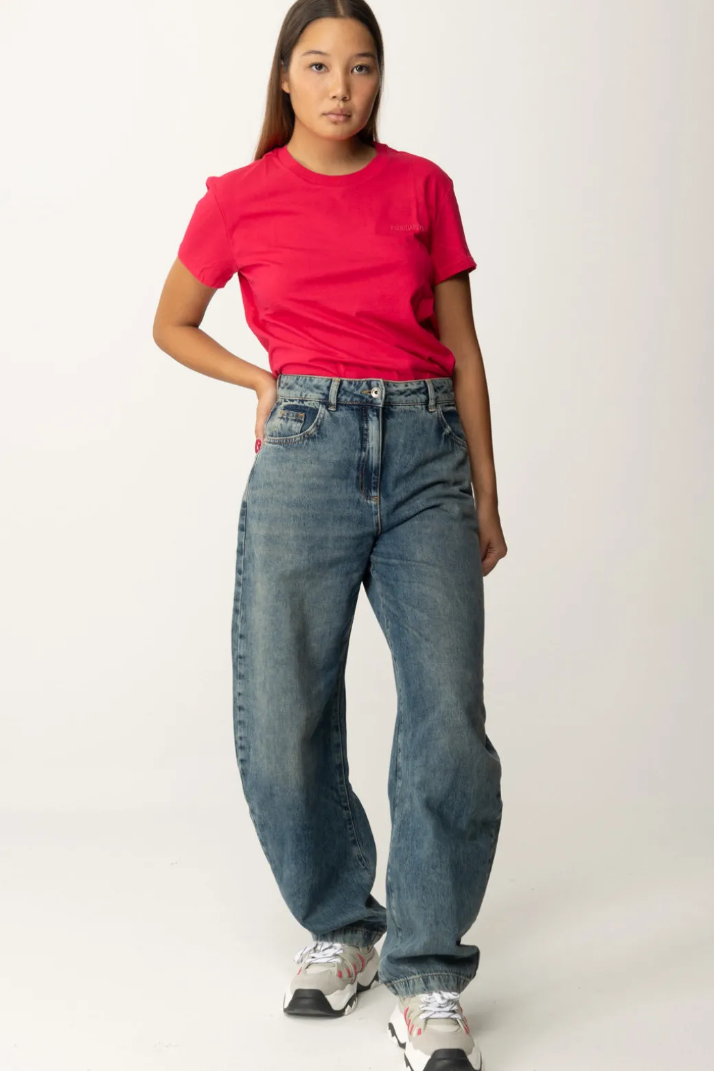 Donna Patrizia Pepe T-shirt Basica con Logo Lettering