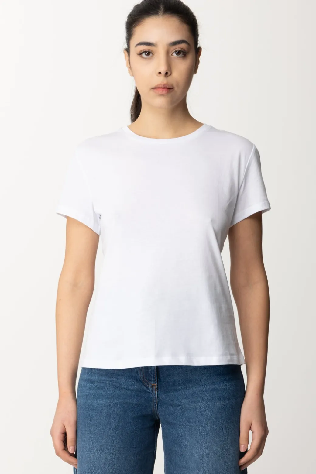 Donna Patrizia Pepe T-shirt con Scollo Su Retro e Logo In Strass