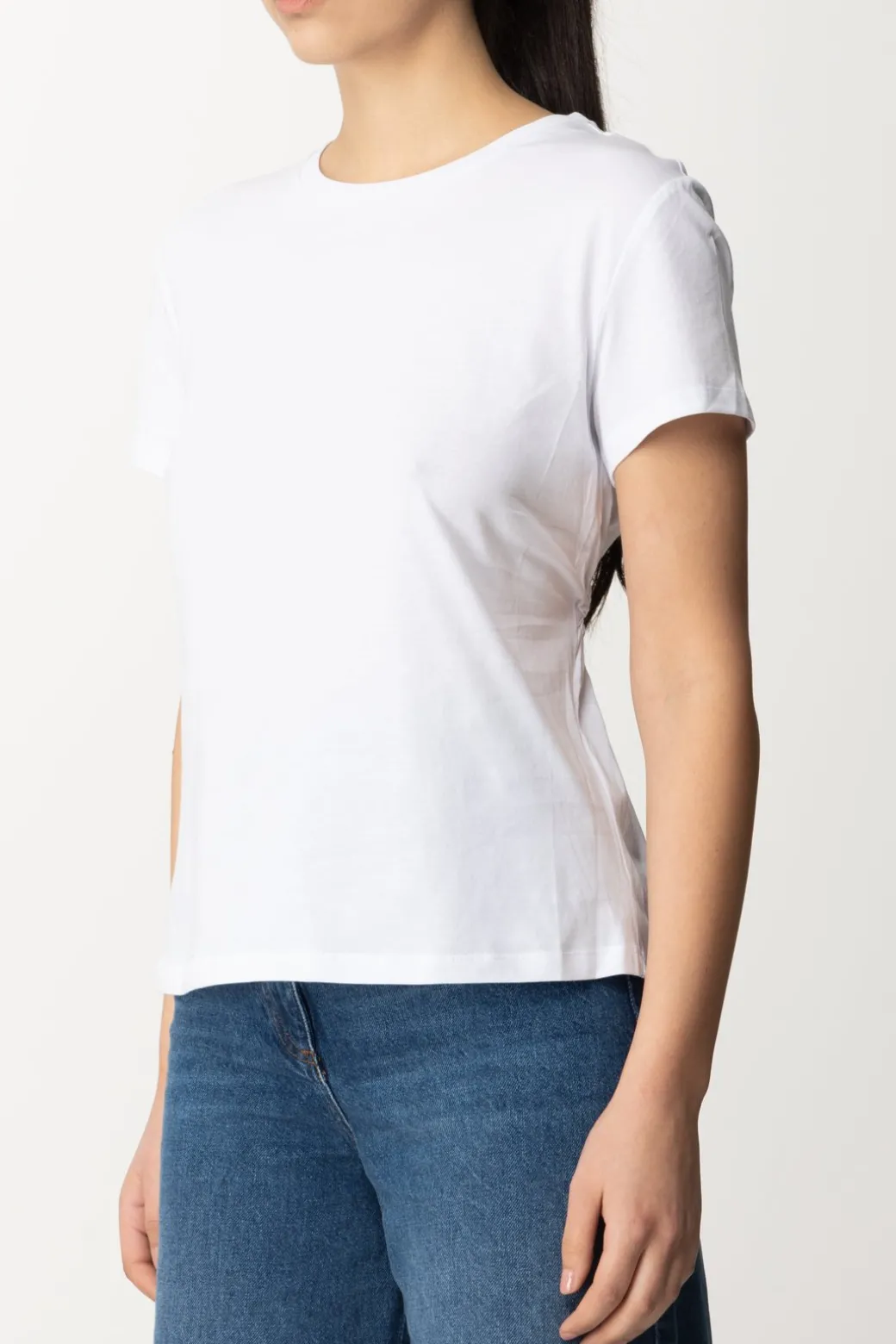 Donna Patrizia Pepe T-shirt con Scollo Su Retro e Logo In Strass