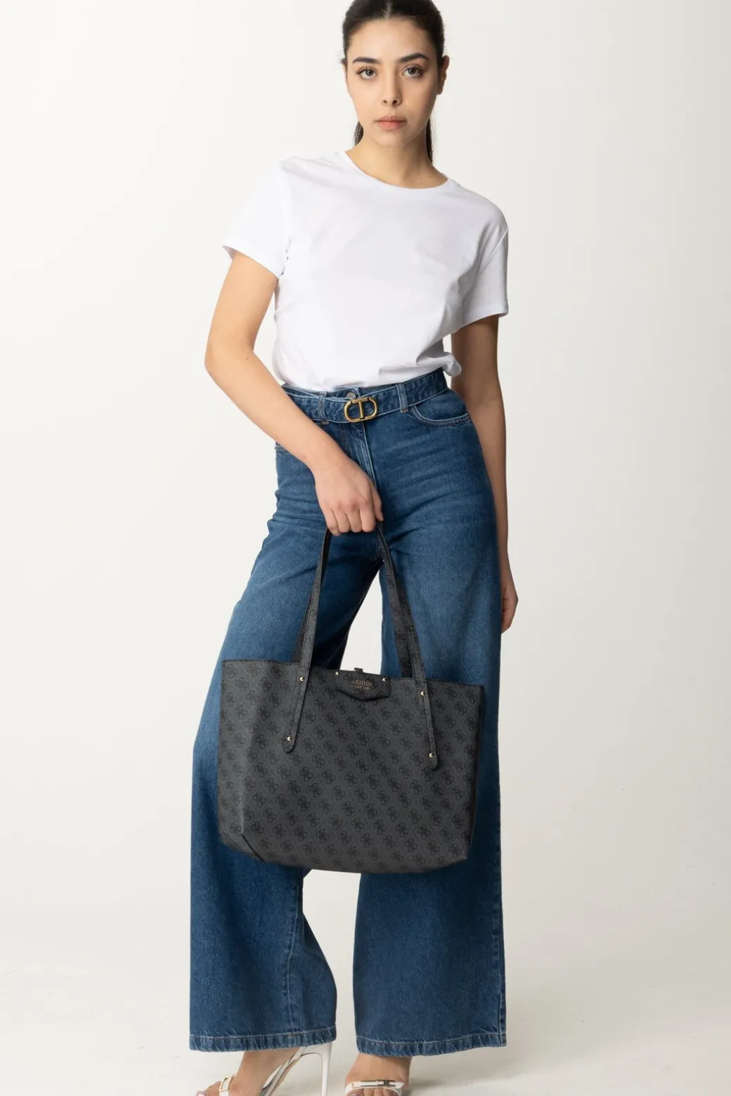 Donna Patrizia Pepe T-shirt con Scollo Su Retro e Logo In Strass