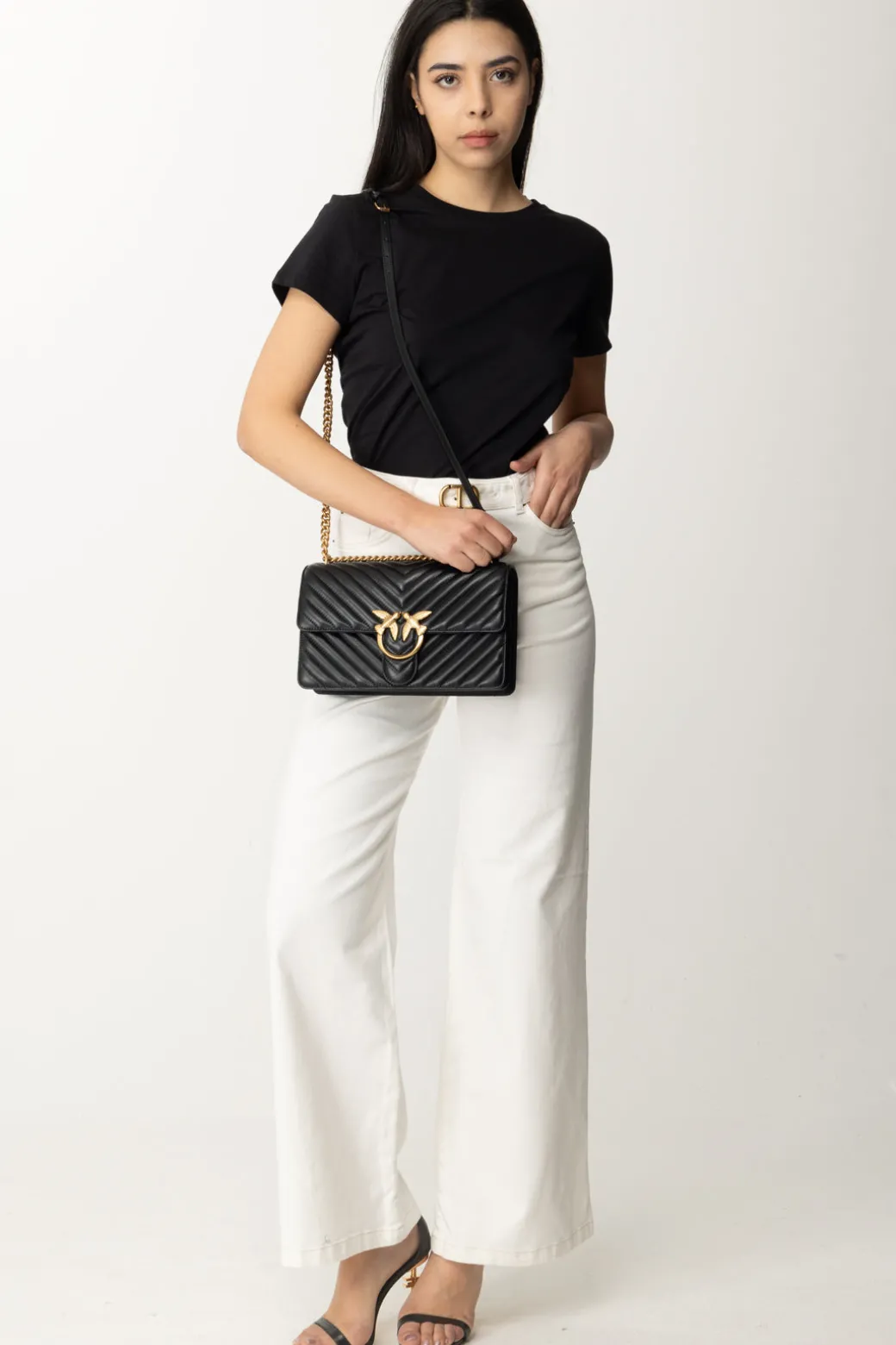 Donna Patrizia Pepe T-shirt con Scollo Su Retro e Logo In Strass