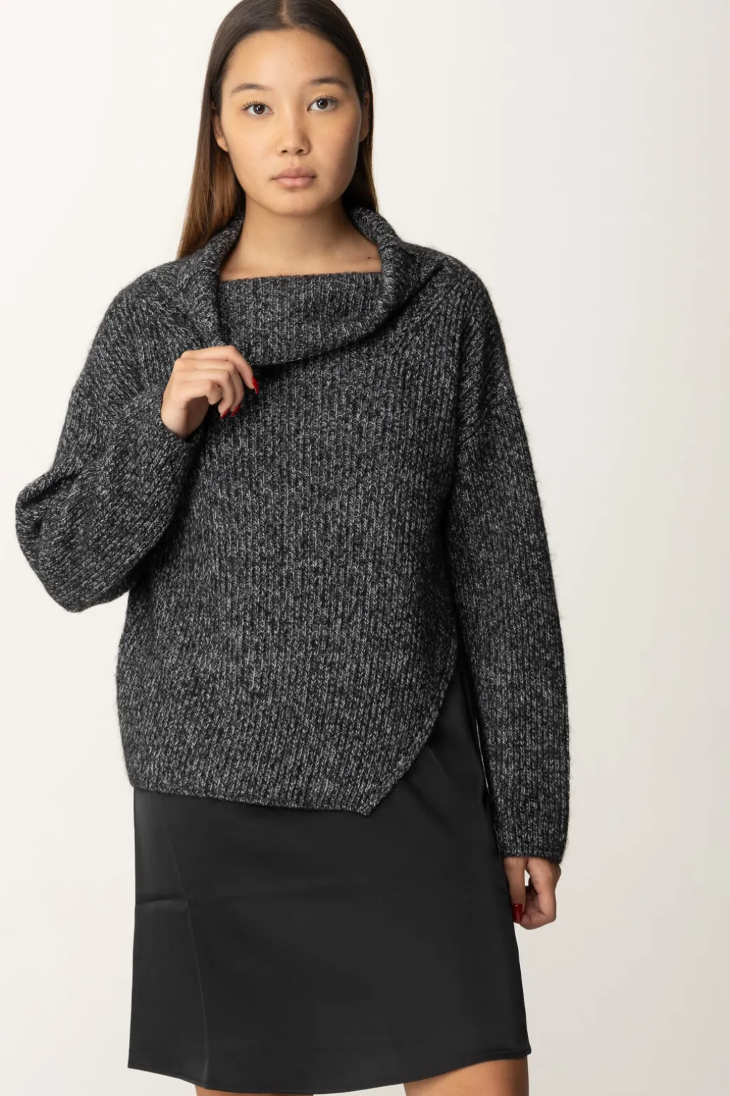 Donna Pinko Abito Bimateriale con Maglia Misto Alpaca