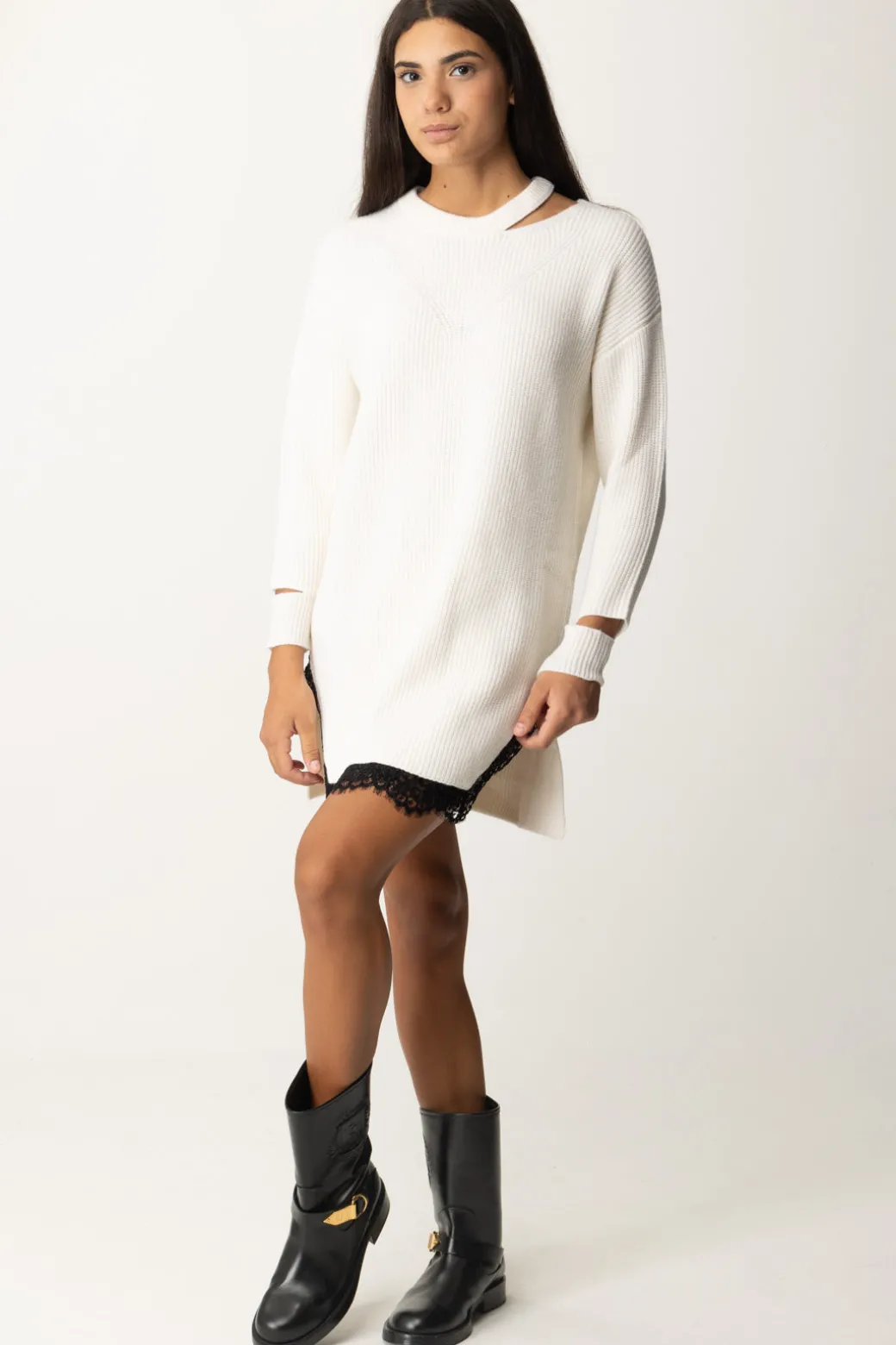 Donna Pinko Abito In Maglia con Cut-out e Pizzo
