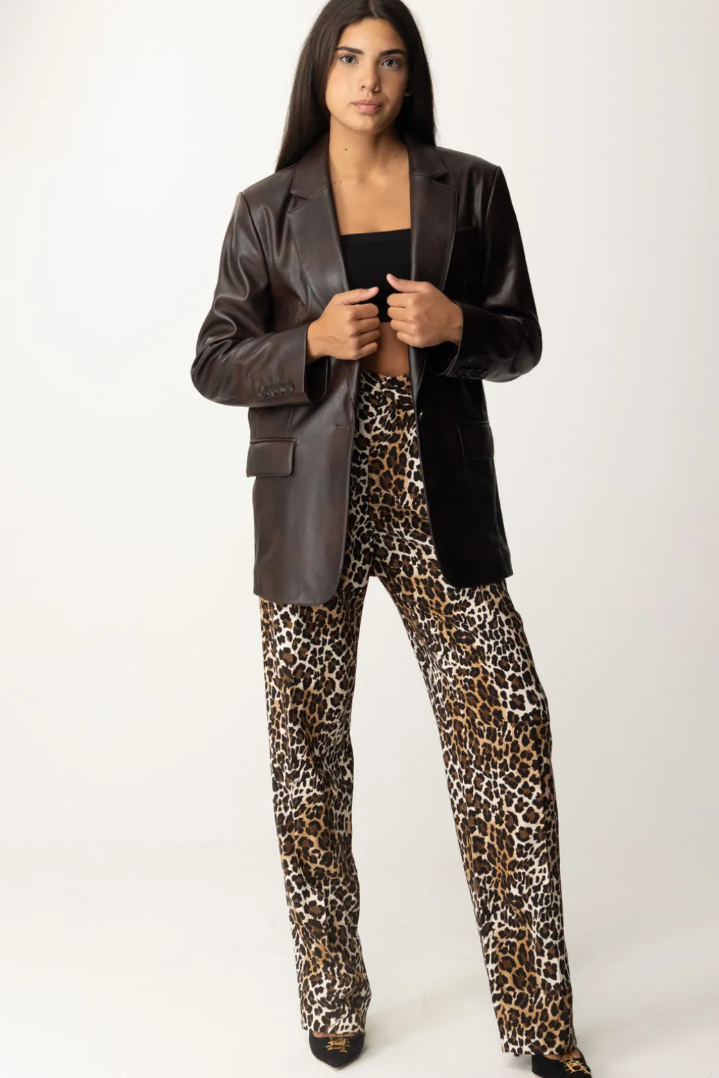 Donna Pinko Blazer In PelleMARRONE-CHICCO DI CAFFE'