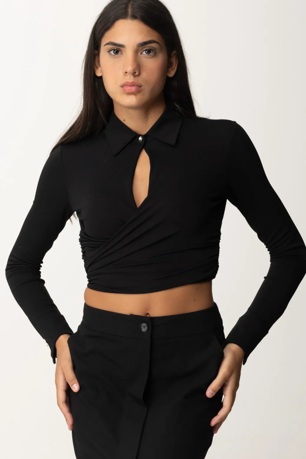 Donna Pinko Blusa Corta Scaldacuore con Scollo a Goccia