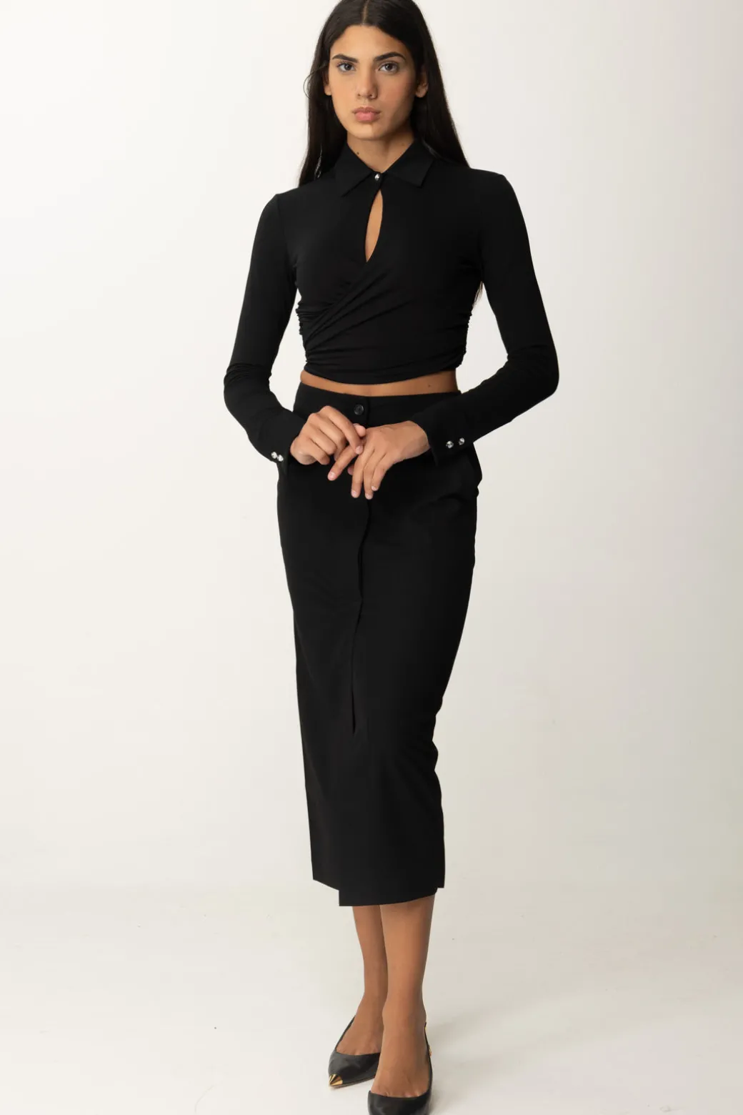 Donna Pinko Blusa Corta Scaldacuore con Scollo a Goccia