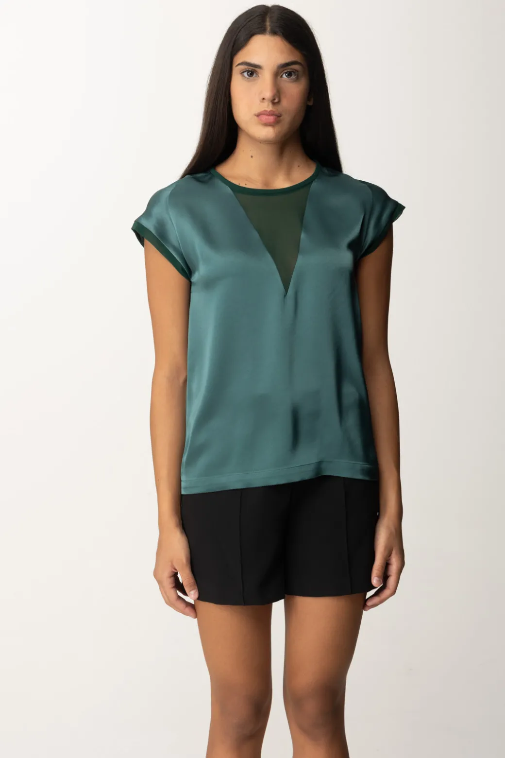 Donna Pinko Blusa In Satin con Inserto In Georgette
