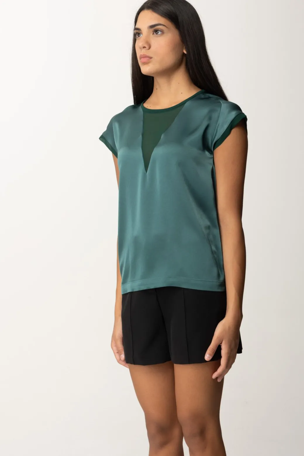 Donna Pinko Blusa In Satin con Inserto In Georgette