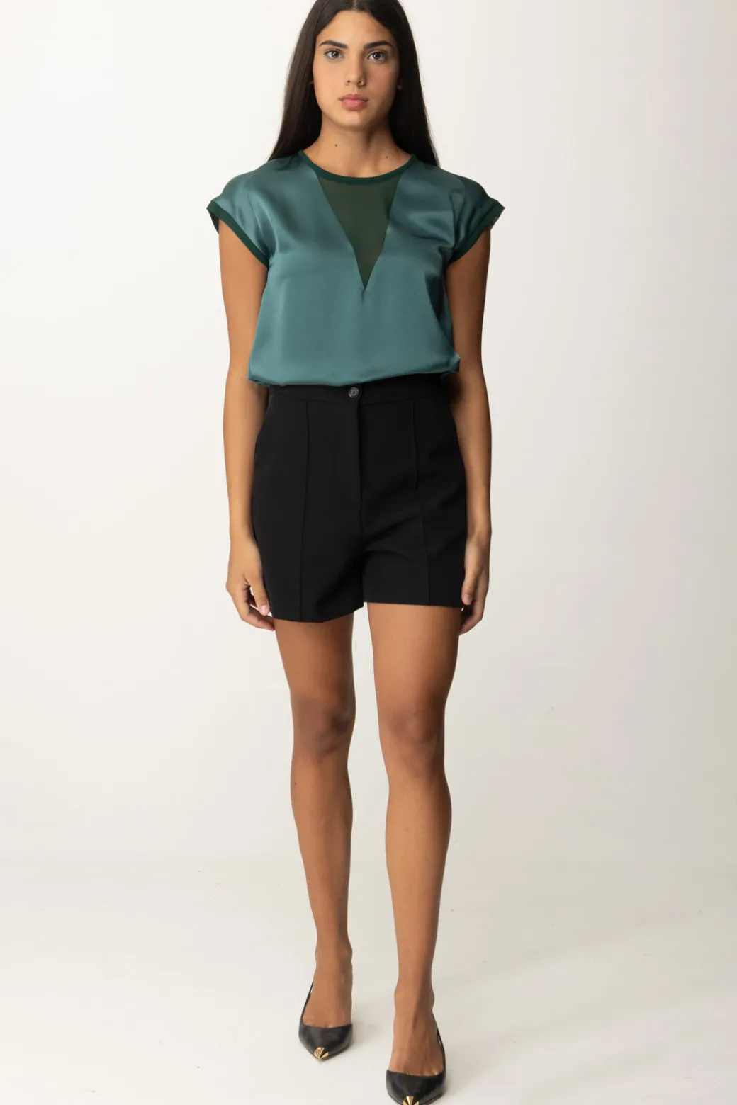 Donna Pinko Blusa In Satin con Inserto In Georgette