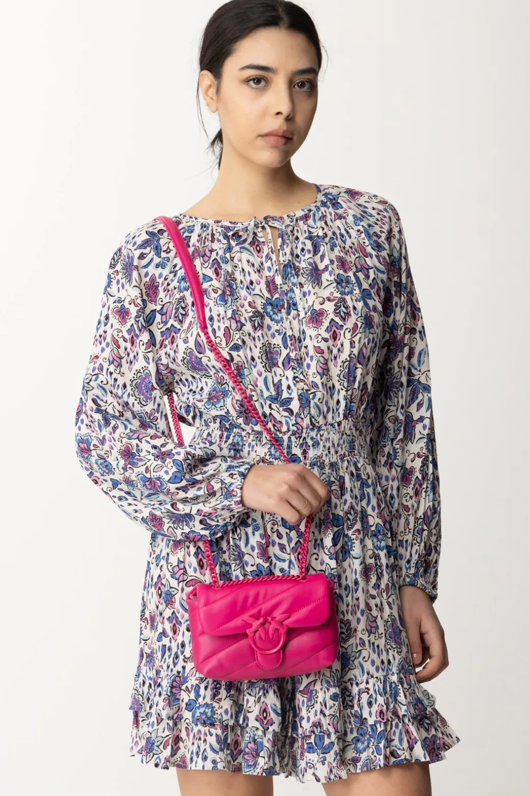 Donna Pinko Borsa Love Puff Mini con Trapuntatura ObliquaPINK -BLOCK COLOR