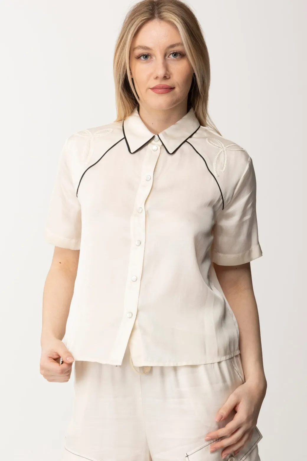 Donna Pinko Camicia In Satin con Ricamo