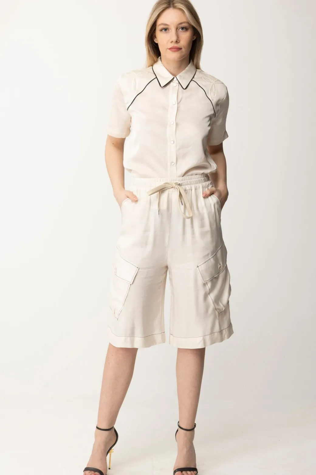 Donna Pinko Camicia In Satin con Ricamo