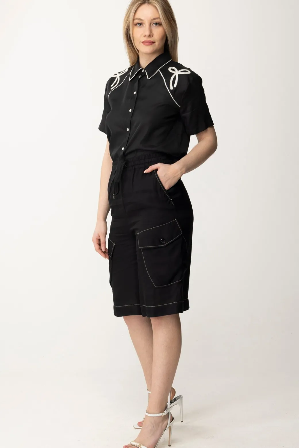Donna Pinko Camicia In Satin con Ricamo
