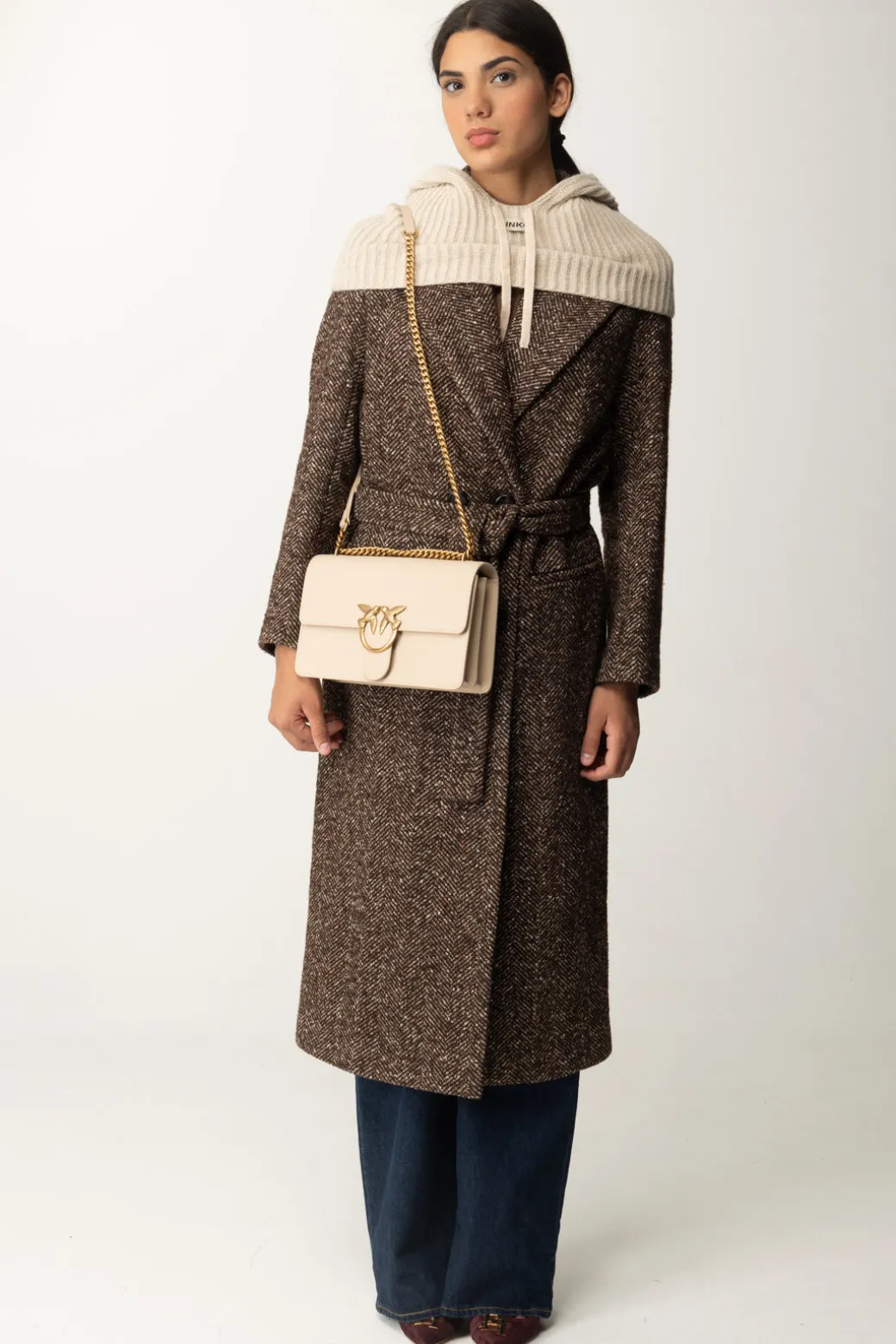 Donna Pinko Cappotto Doppiopetto In Misto Lana
