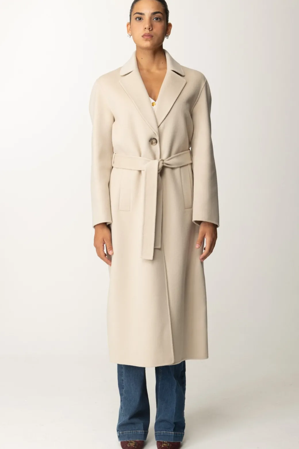 Donna Pinko Cappotto In Lana con Collo Revers