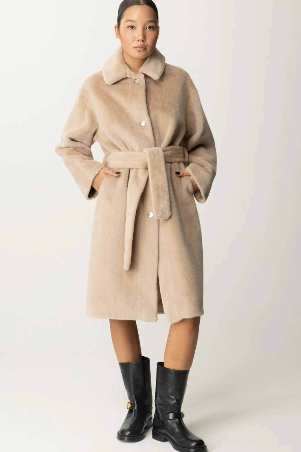 Donna Pinko Cappotto In Pelliccia Sintetica