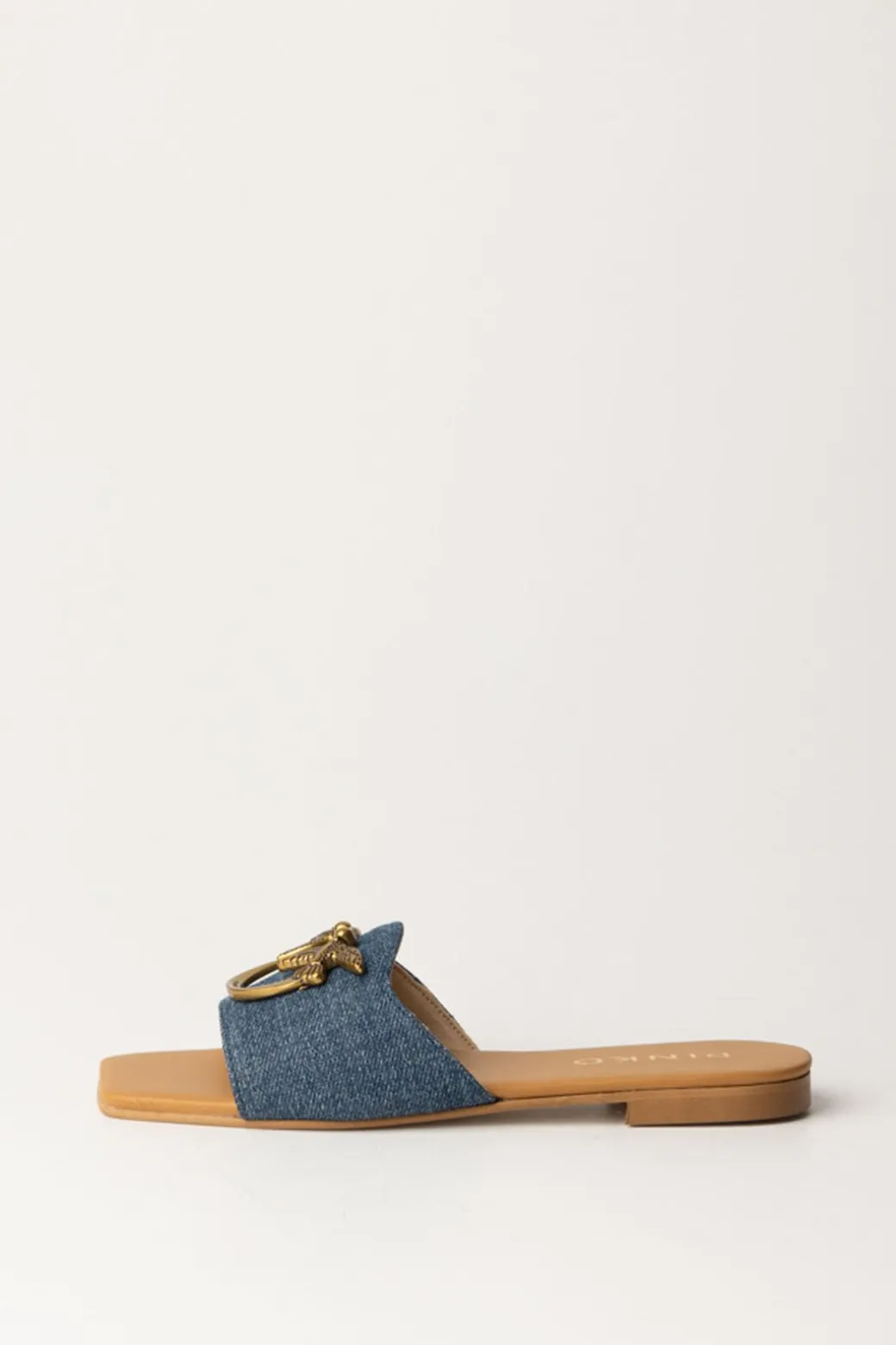 Donna Pinko Ciabattine Flat In Jeans con Logo