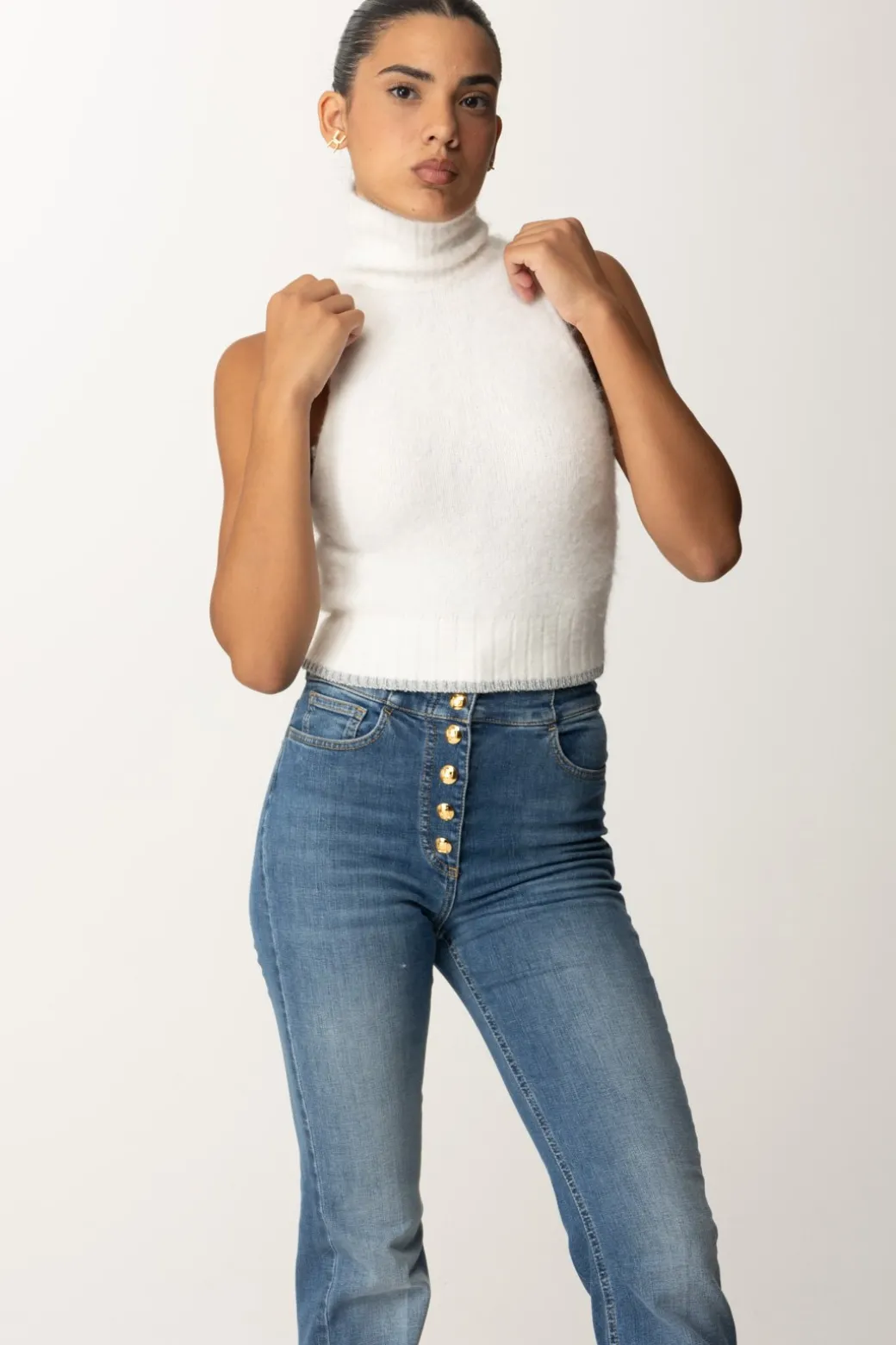 Donna Pinko Dolcevita Smanicato In Mohair