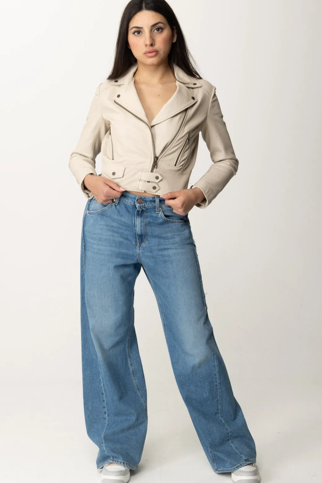 Donna Pinko Giacca Corta Biker con Alamari