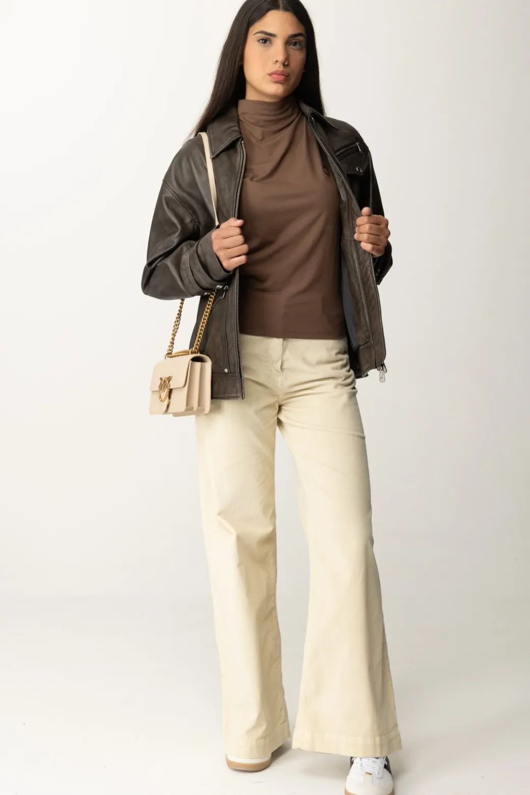Donna Pinko Giubbino In Pelle Over