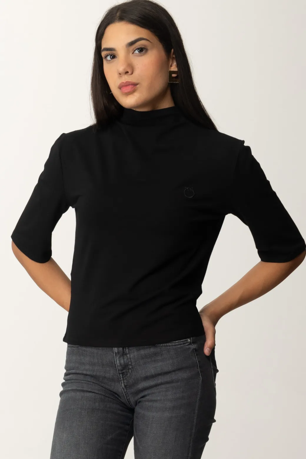 Donna Pinko Maglia a Collo Alto con Logo "love Birds"