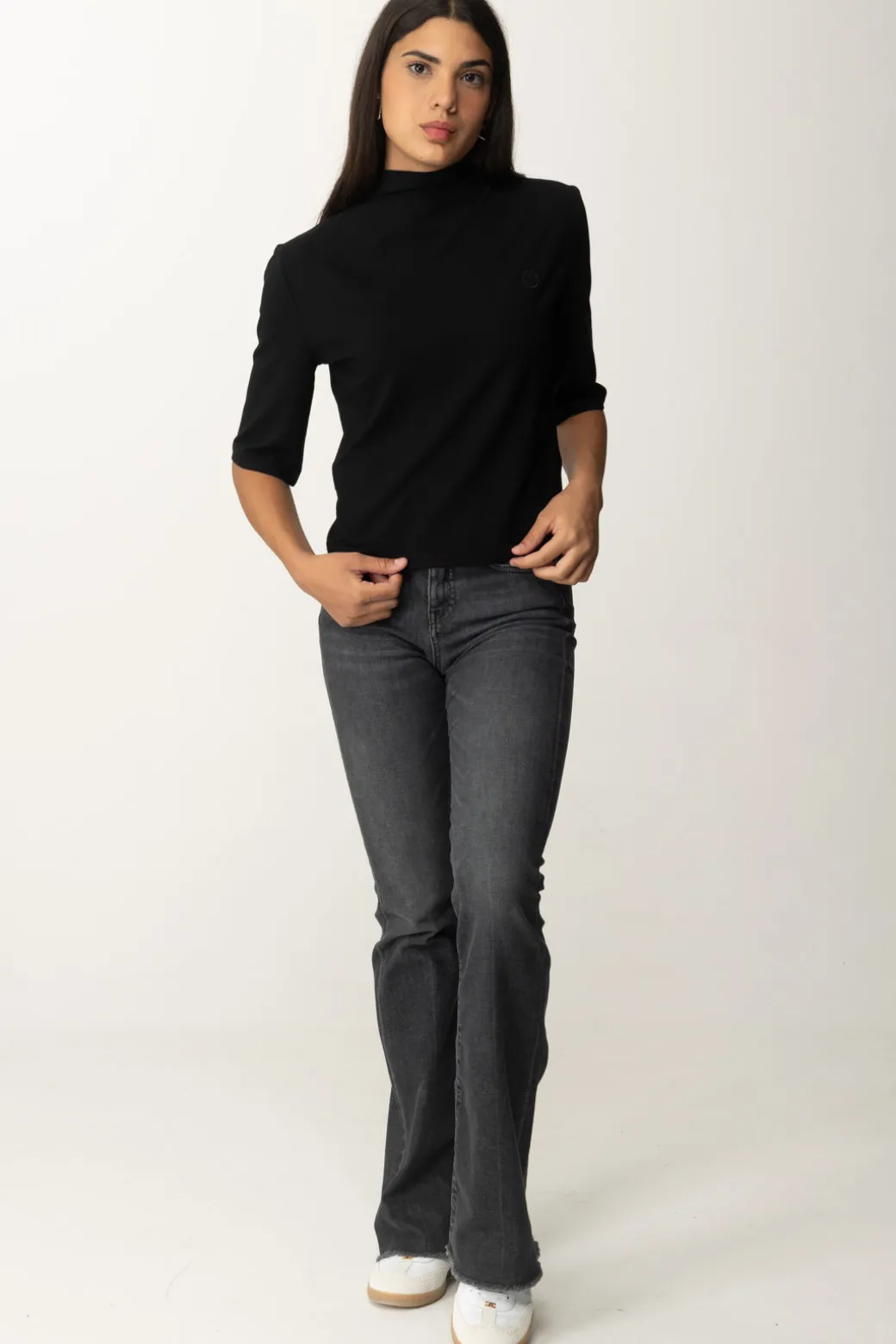 Donna Pinko Maglia a Collo Alto con Logo "love Birds"