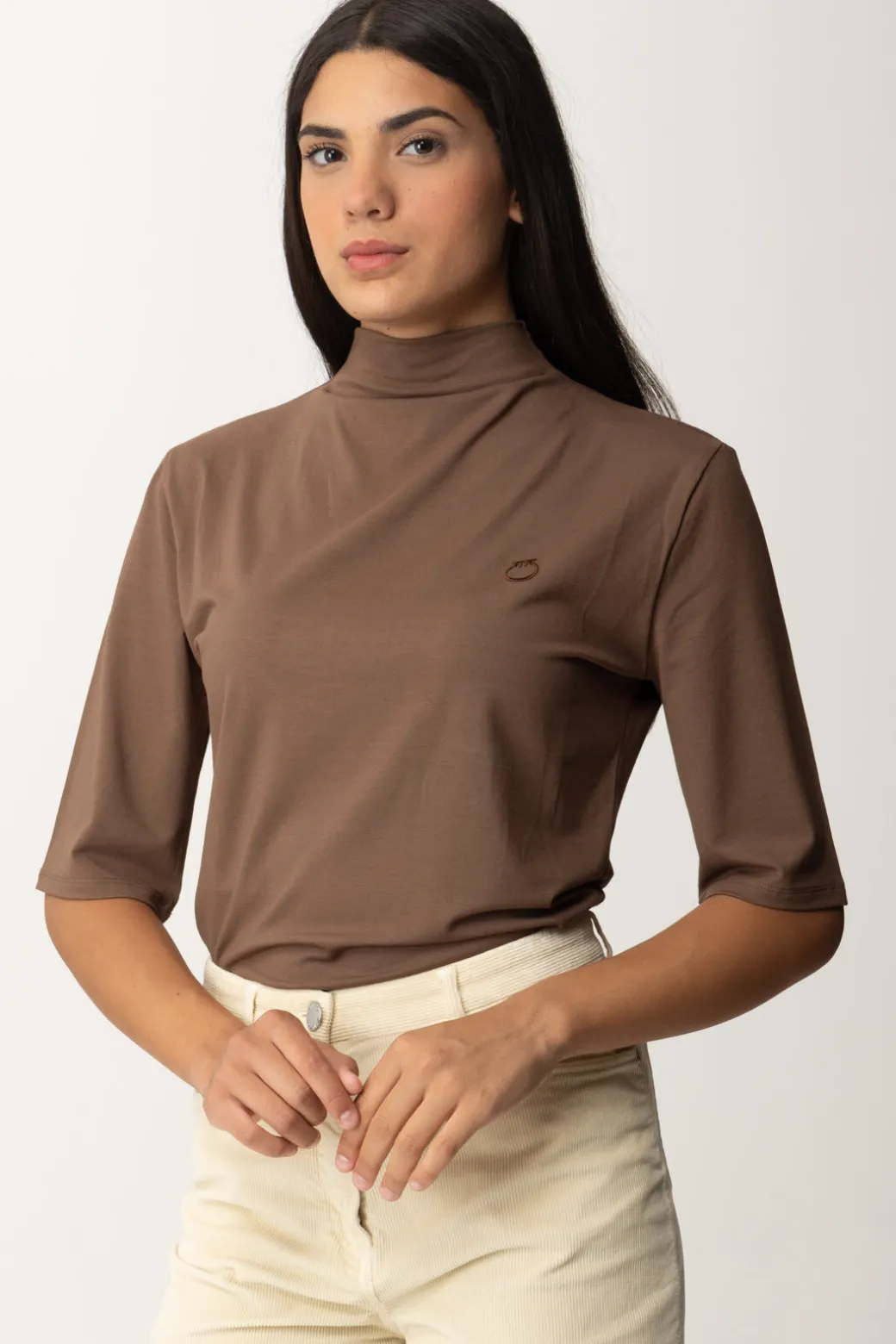 Donna Pinko Maglia a Collo Alto con Logo "love Birds"