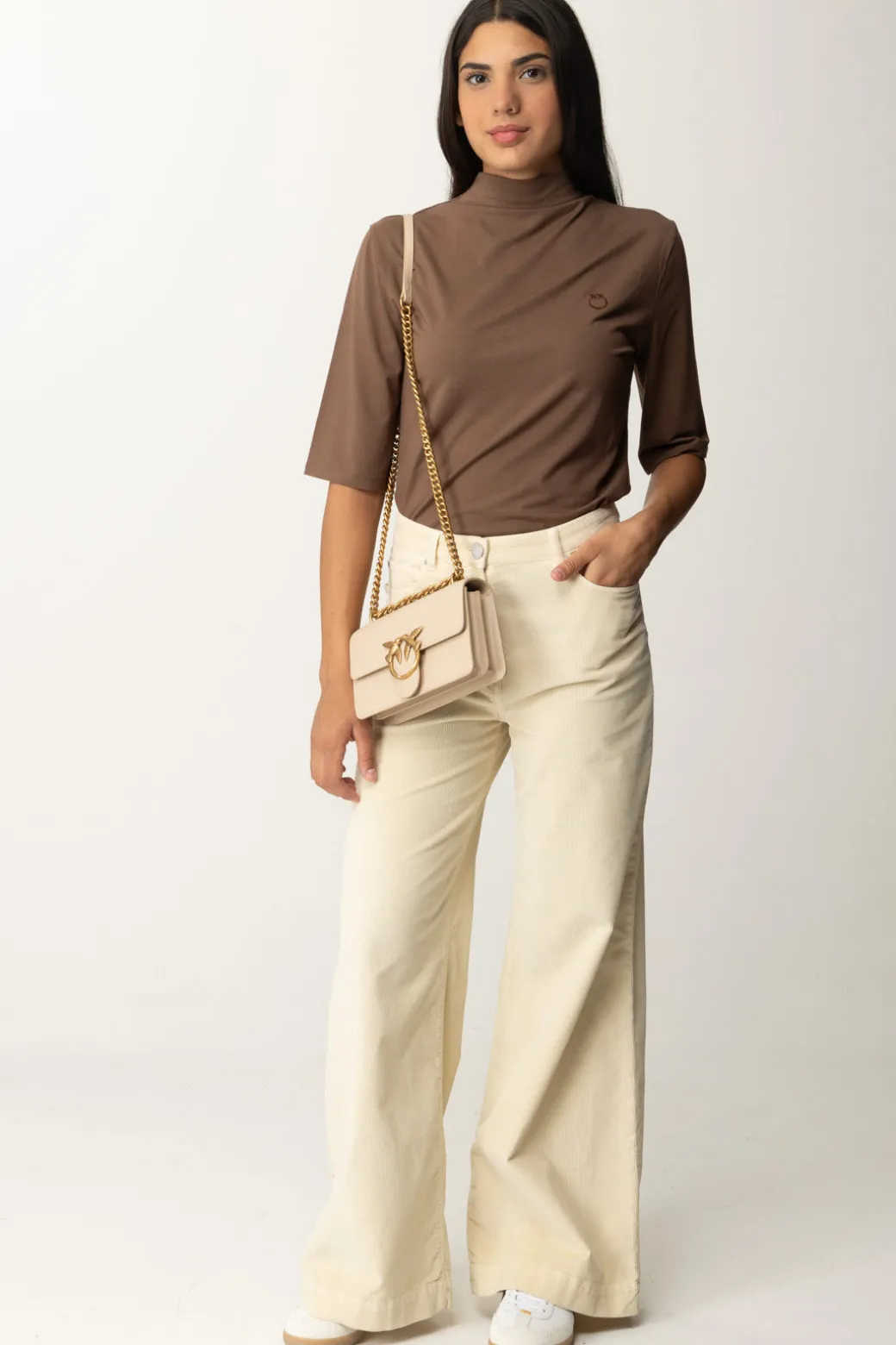 Donna Pinko Maglia a Collo Alto con Logo "love Birds"