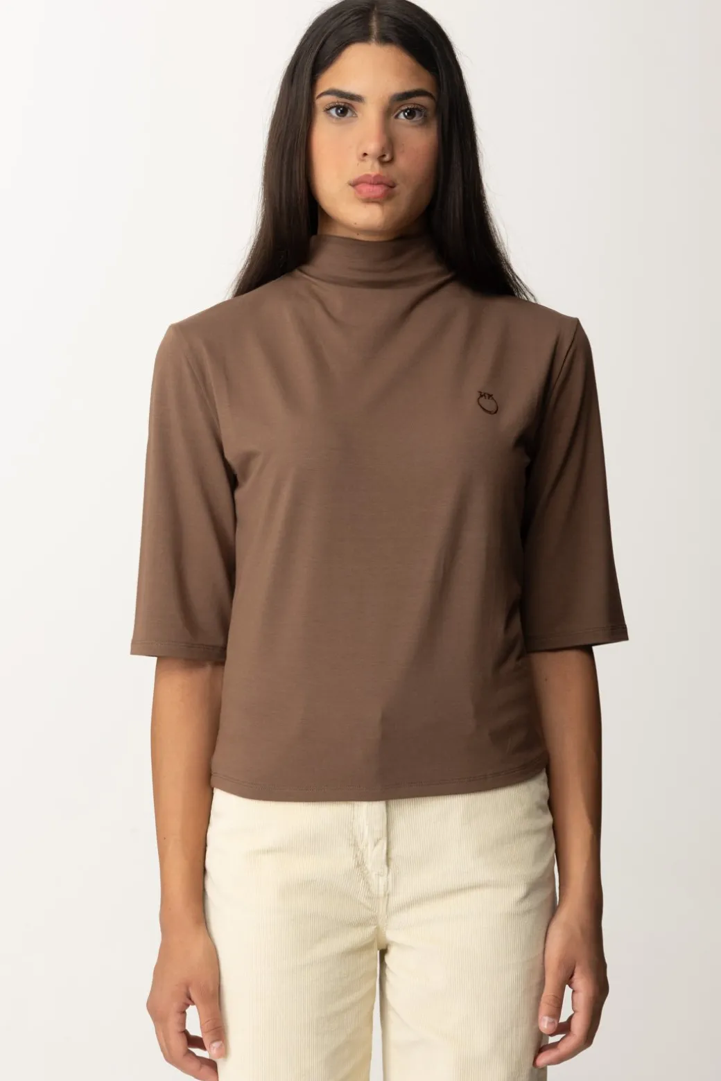 Donna Pinko Maglia a Collo Alto con Logo "love Birds"