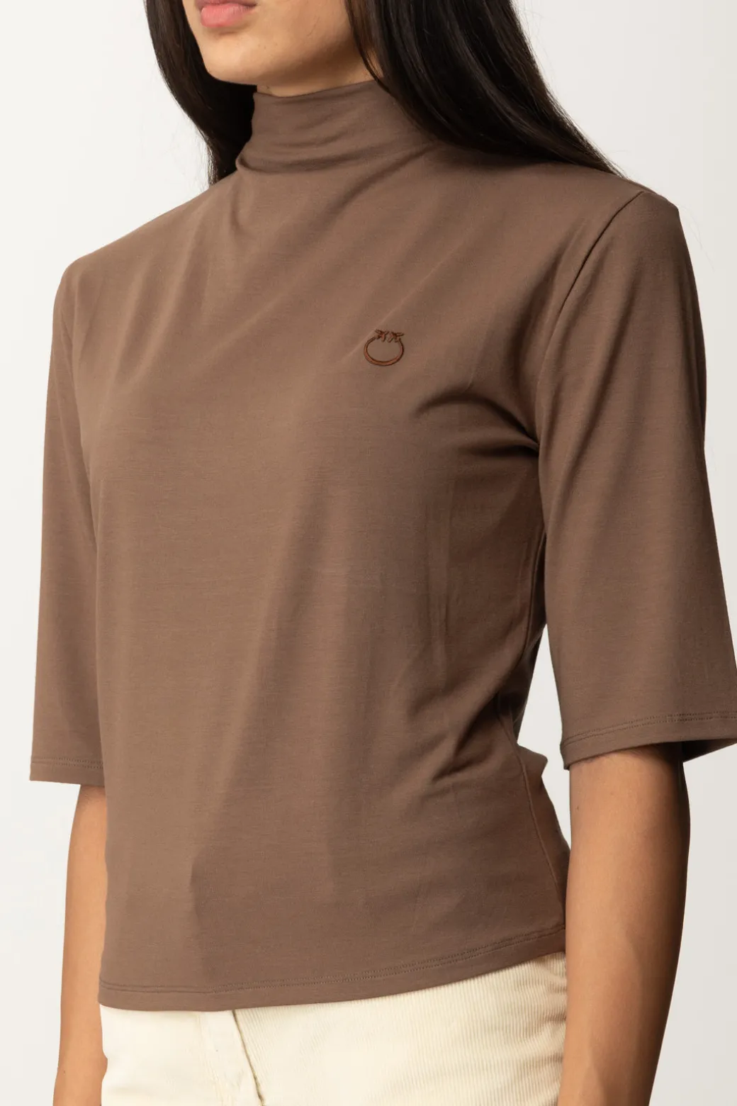 Donna Pinko Maglia a Collo Alto con Logo "love Birds"