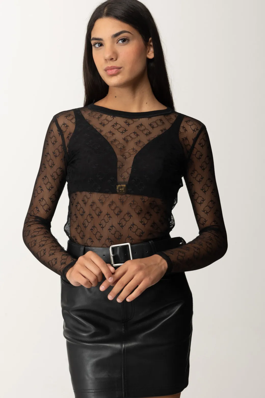 Donna Pinko Maglia Trasparente con Loghi