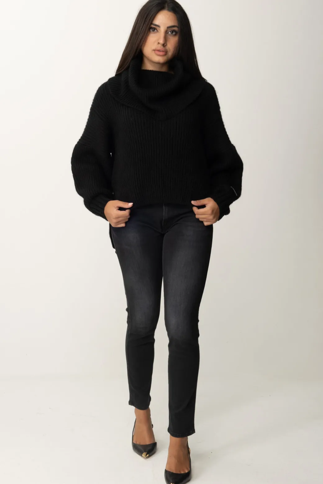 Donna Pinko Maglione Collo Ampio con Etichetta Logo