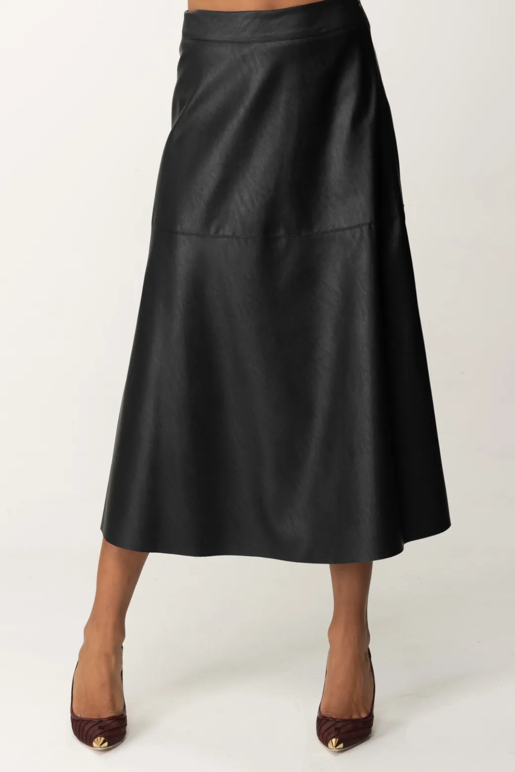 Donna Pinko Maxi Gonna In Pelle Midi e Vestibilità Svasata